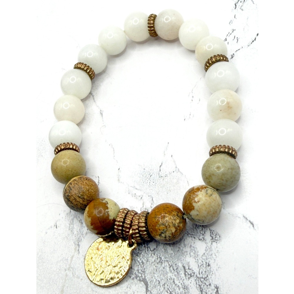 Papillon Haiti Bracelet Set Chunky Beaded Stretch Blue Quartz Artisan - Picture 2 of 7